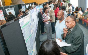 people at a poster session at the recent Garden State LSAMP research conference